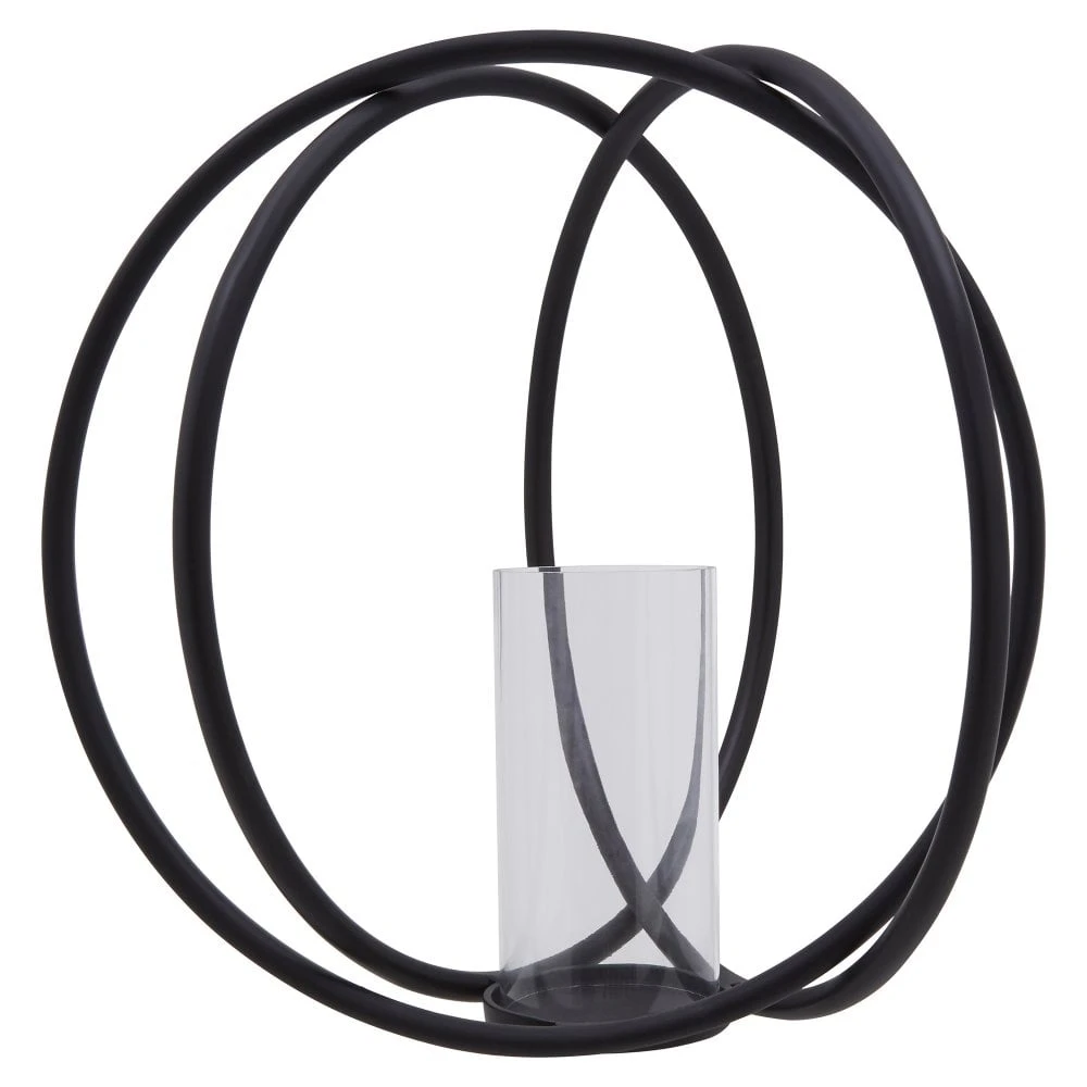 Aura Matt Black Large Candle Holder