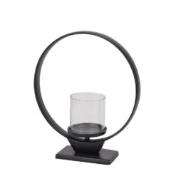 HI Black Hoop Hurricane Lantern