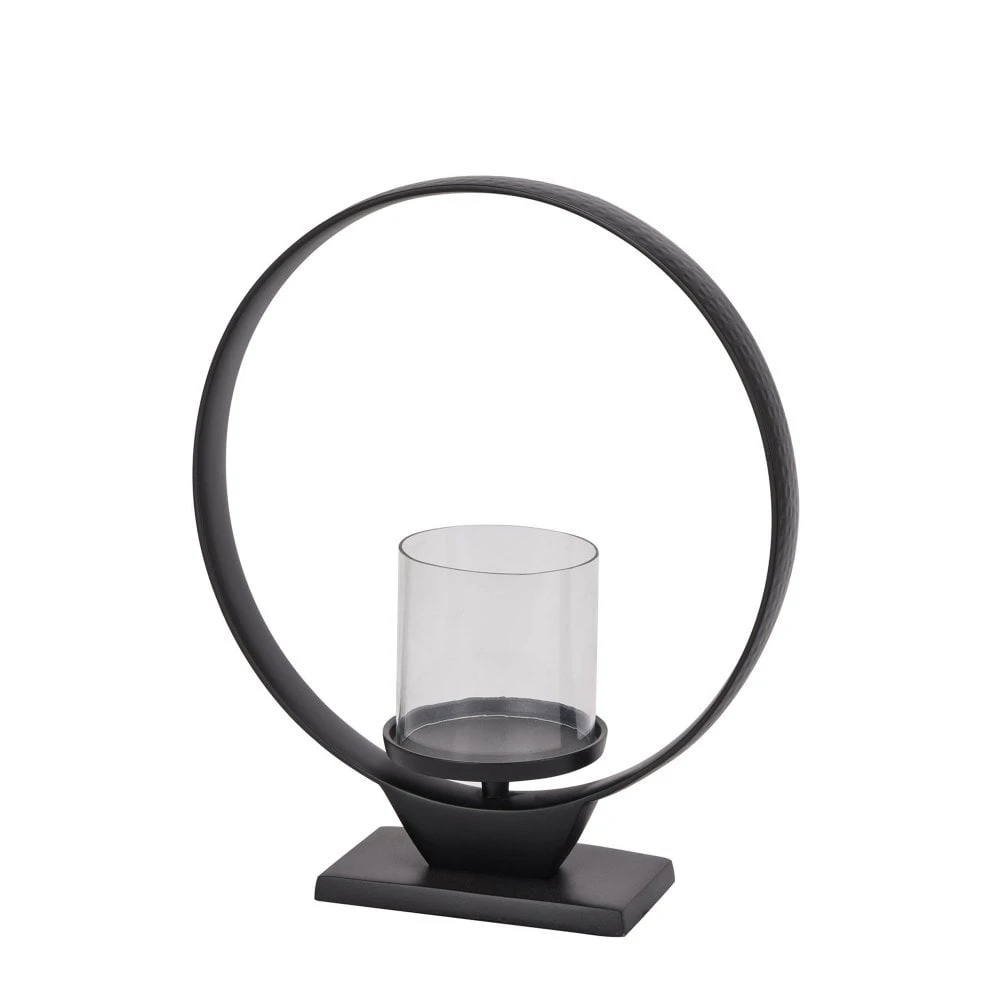 HI Black Hoop Hurricane Lantern