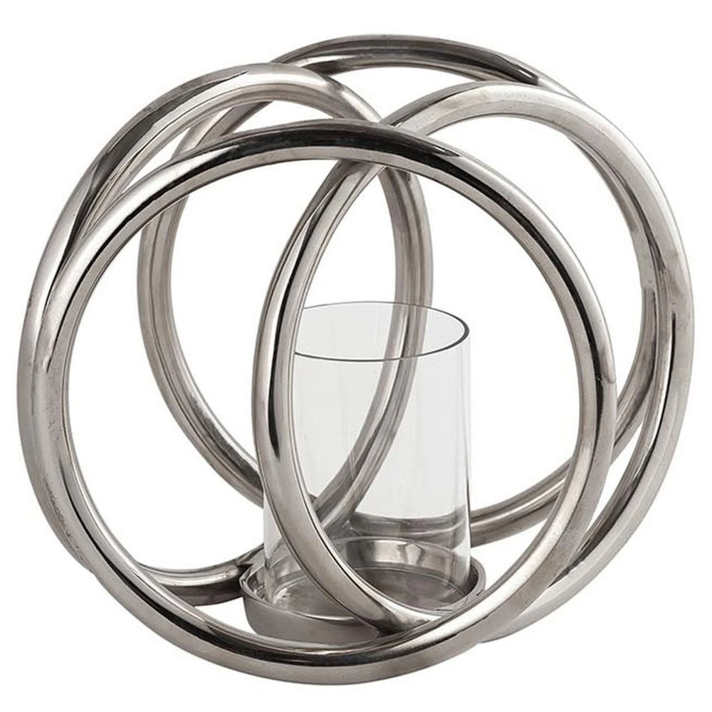 HI Farrah Silver Rings Pillar Candle Holder