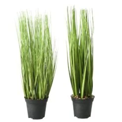 Faux Grass Plant In Pot - Set Of 2