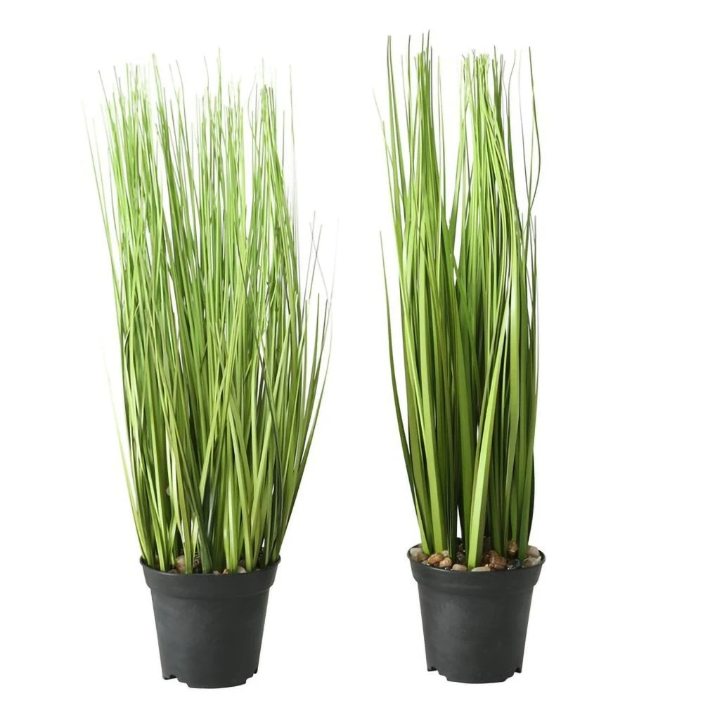 Faux Grass Plant In Pot - Set Of 2