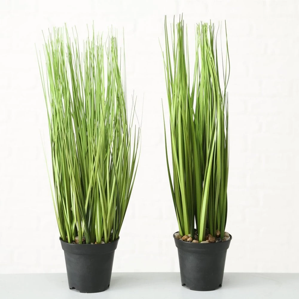 Faux Grass Plant In Pot - Set Of 2 - Image 2
