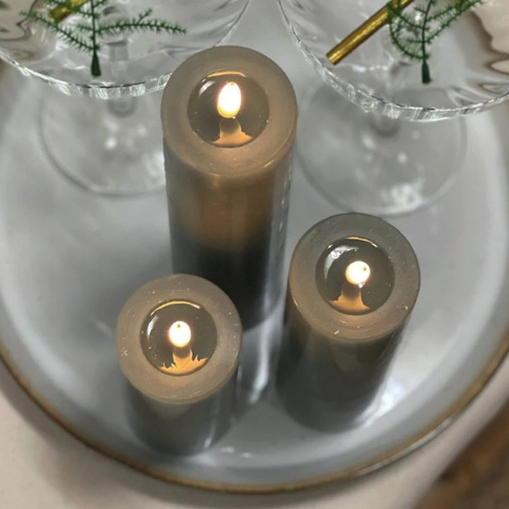 Grey LED Candle 7.5 X 10cm - Image 2