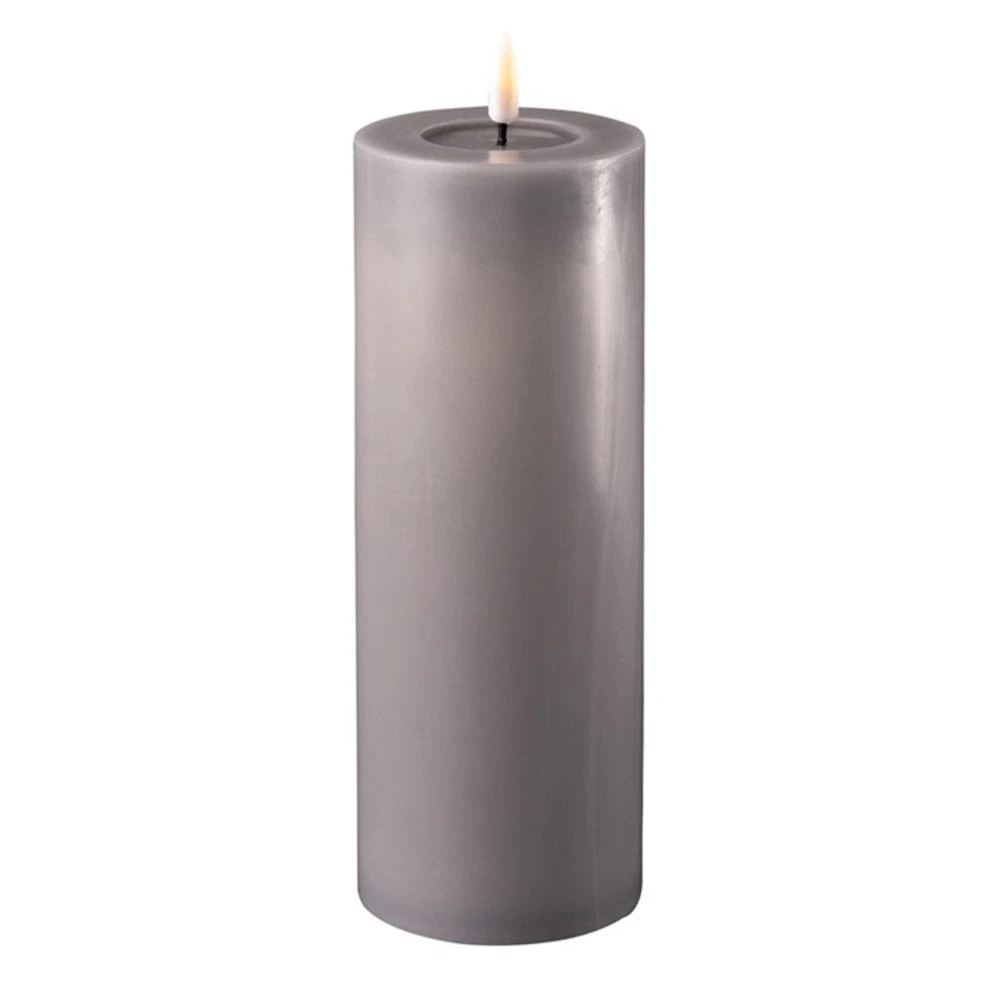 Grey LED Candle 7.5 X 20cm