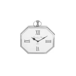 Hexagon Chrome Table Clock - 24cm