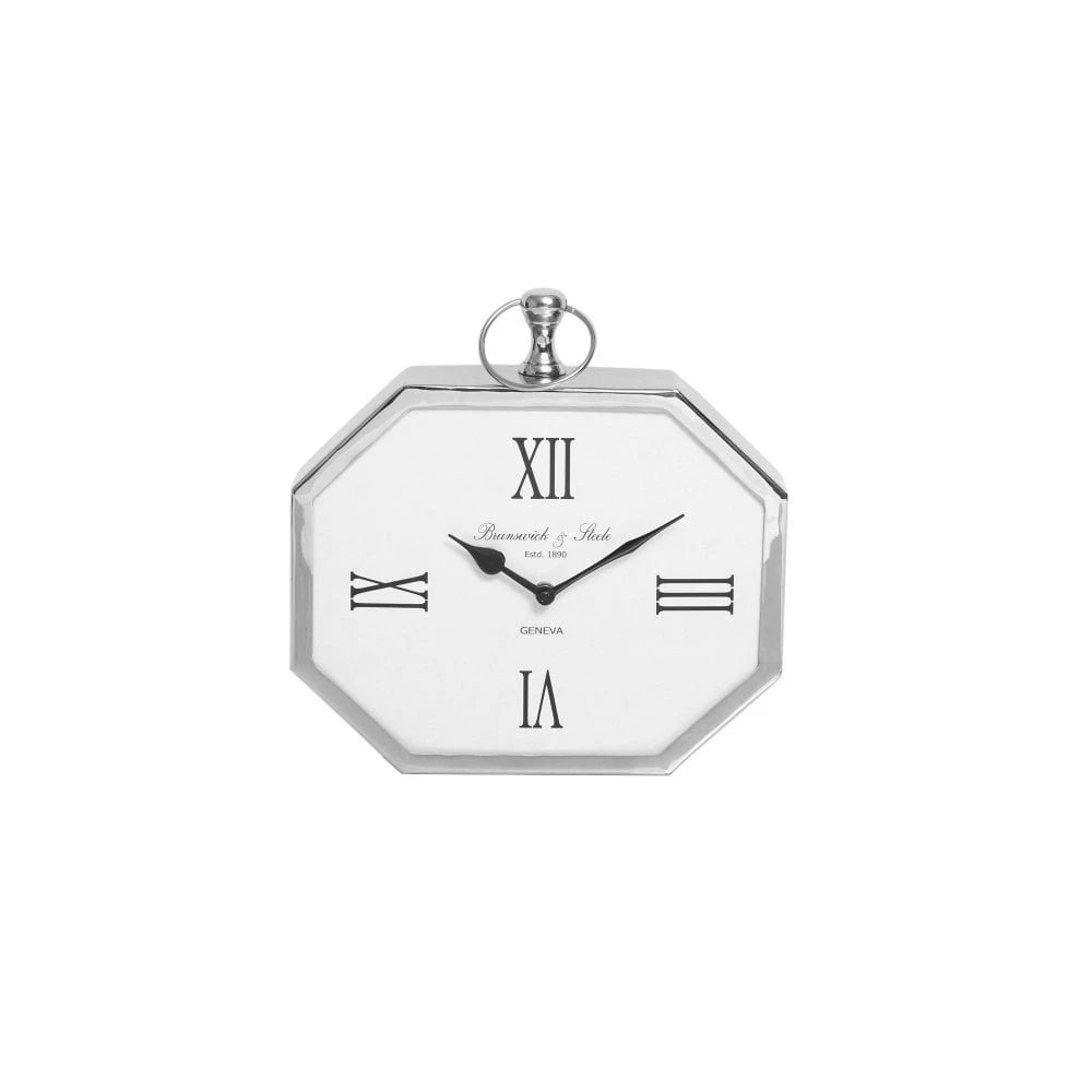 Hexagon Chrome Table Clock - 24cm