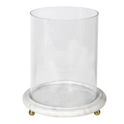 Large Huricane Candle Holder With Marble Base
