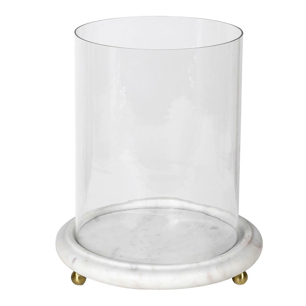 Large Huricane Candle Holder With Marble Base