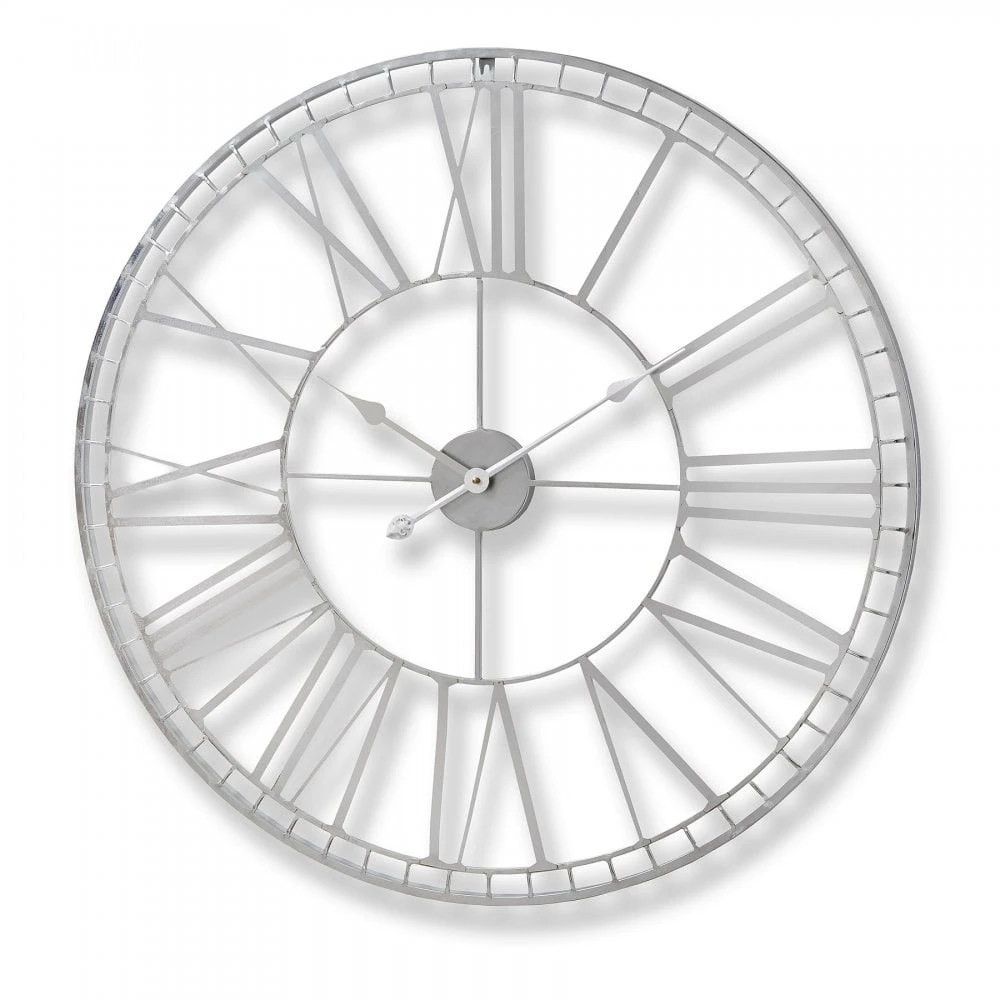 HI Large Nickel Skeleton Wall Clock