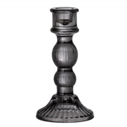 Litus Tall Glass Candlestick - Black