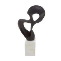 Mirano Black Knot Sculpture On White Marble Base