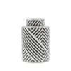 Round Black & White Patterned Ginger Jar - Medium