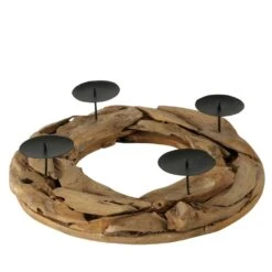 Round Natural Wood Candle Holder