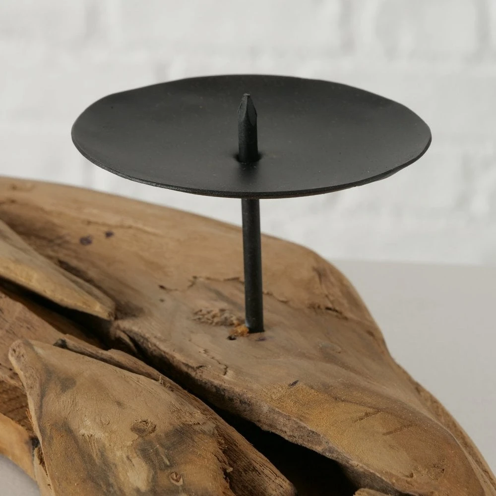 Round Natural Wood Candle Holder - Image 6