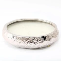 Silver Hammered Effect 3 Wick Candle