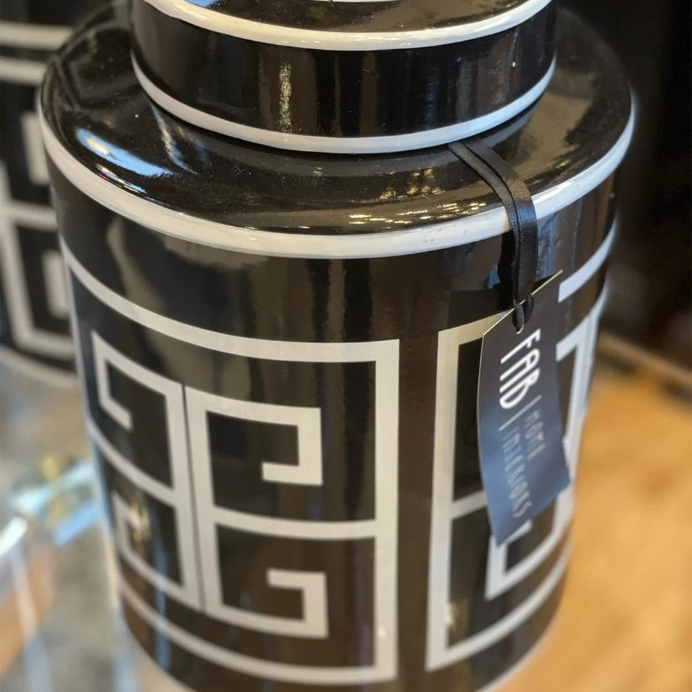 Small Aztec Printed Lidded Ginger Jar - Image 2