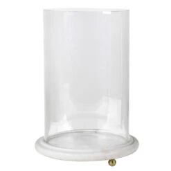 Small Huricane Candle Holder With Marble Base
