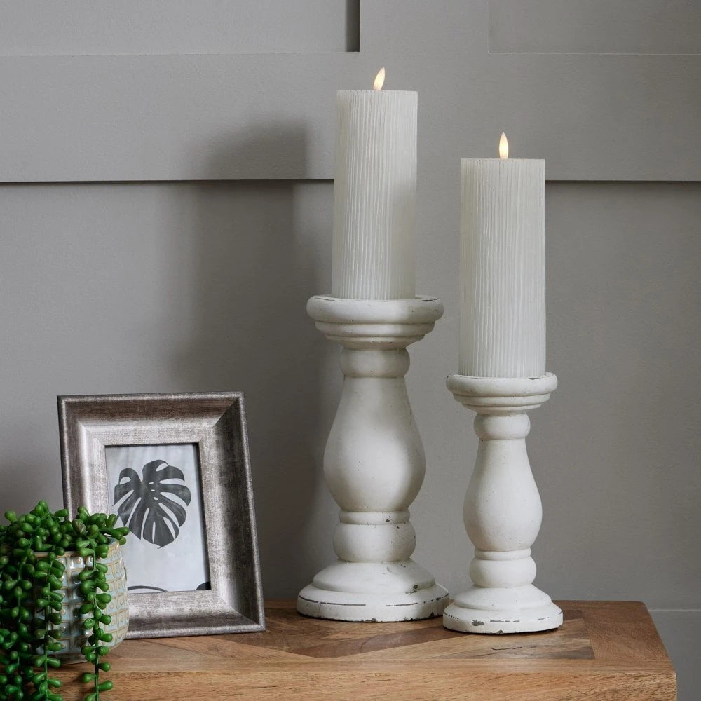 Small Matt White Ceramic Candle Holder - Image 4