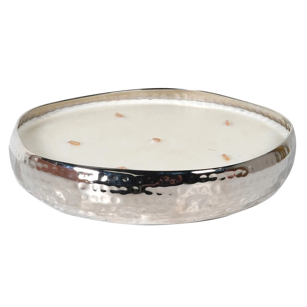 Small Silver Turbour Rose Candle