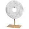 Small White Marble Disc On Stand Ornament