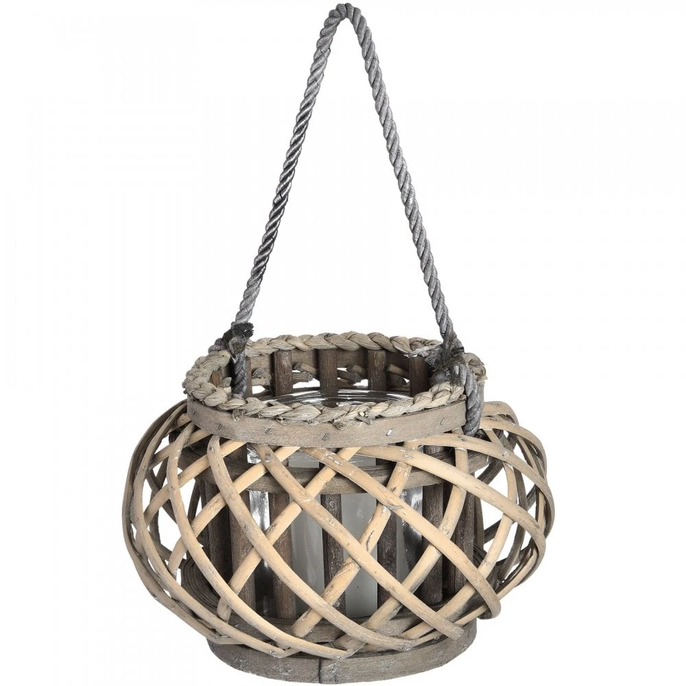 HI Small Wicker Basket Lantern