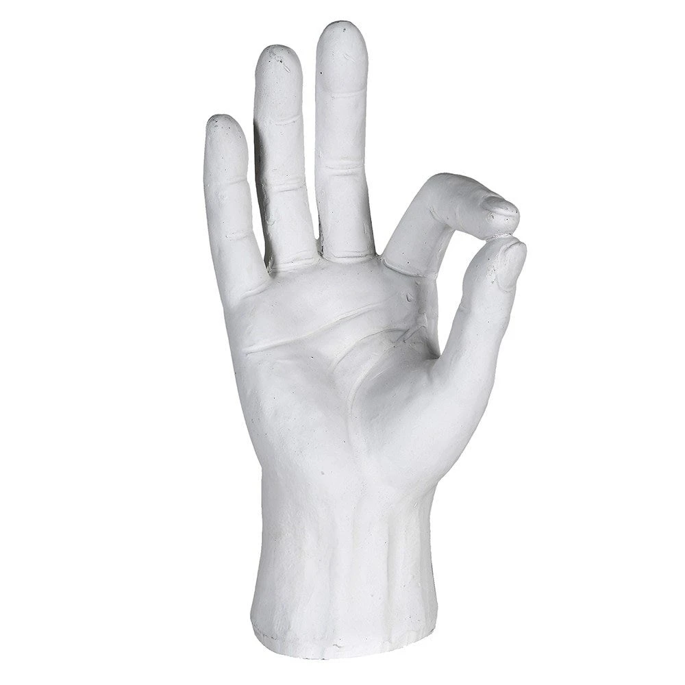White Resin 'OK' Hand Ornament