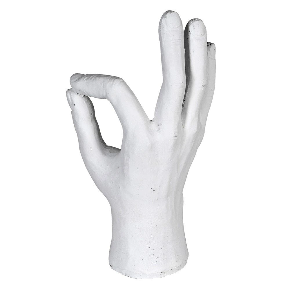 White Resin 'OK' Hand Ornament - Image 2