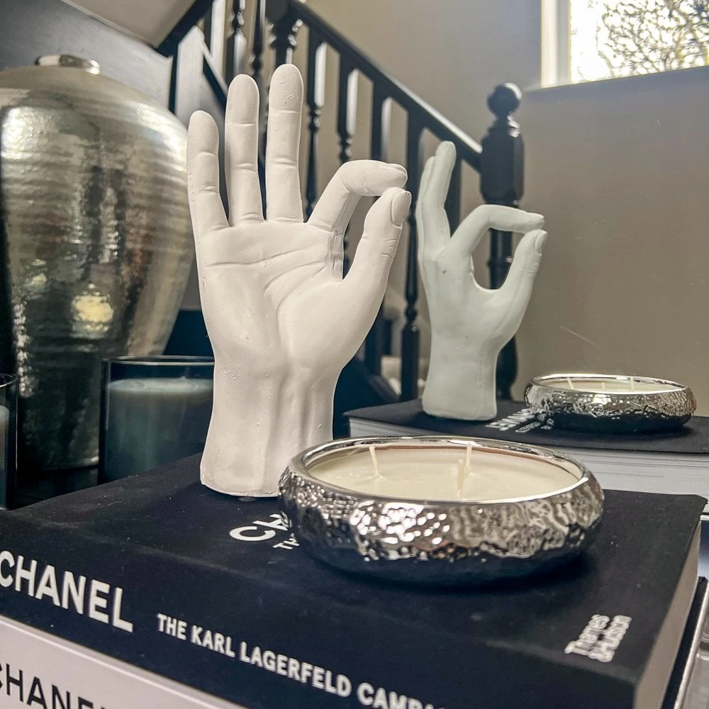 White Resin 'OK' Hand Ornament - Image 3